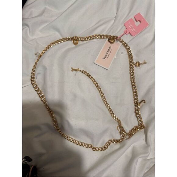 Bundle lot of 2x JUICY COUTURE CHAIN BELT MED/LARGE or necklace cherry bling - Picture 1 of 3